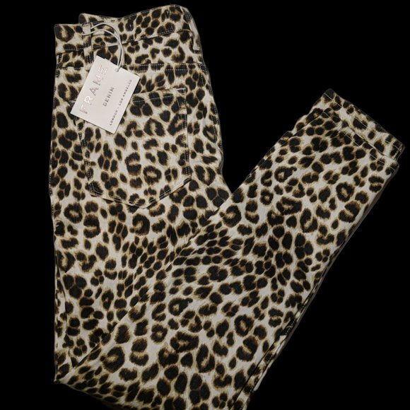 NWT FRAME Denim Leopard Skinny High Rise Jeans - Picture 1 of 6